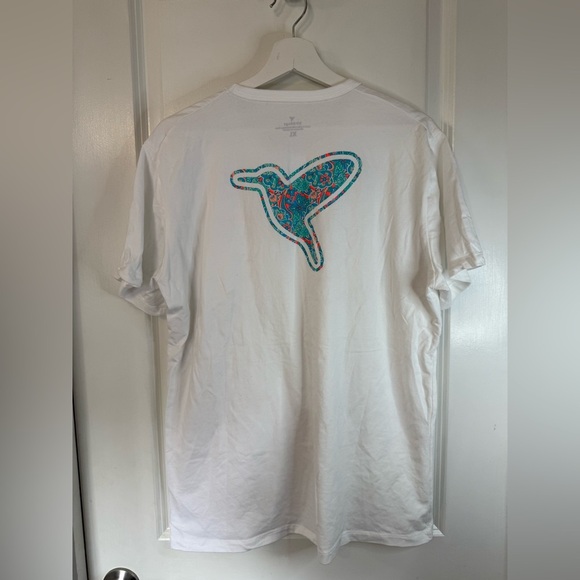 Birddogs Unisex White Paisley Pattern Hummingbird T-Shirt - Picture 3 of 5